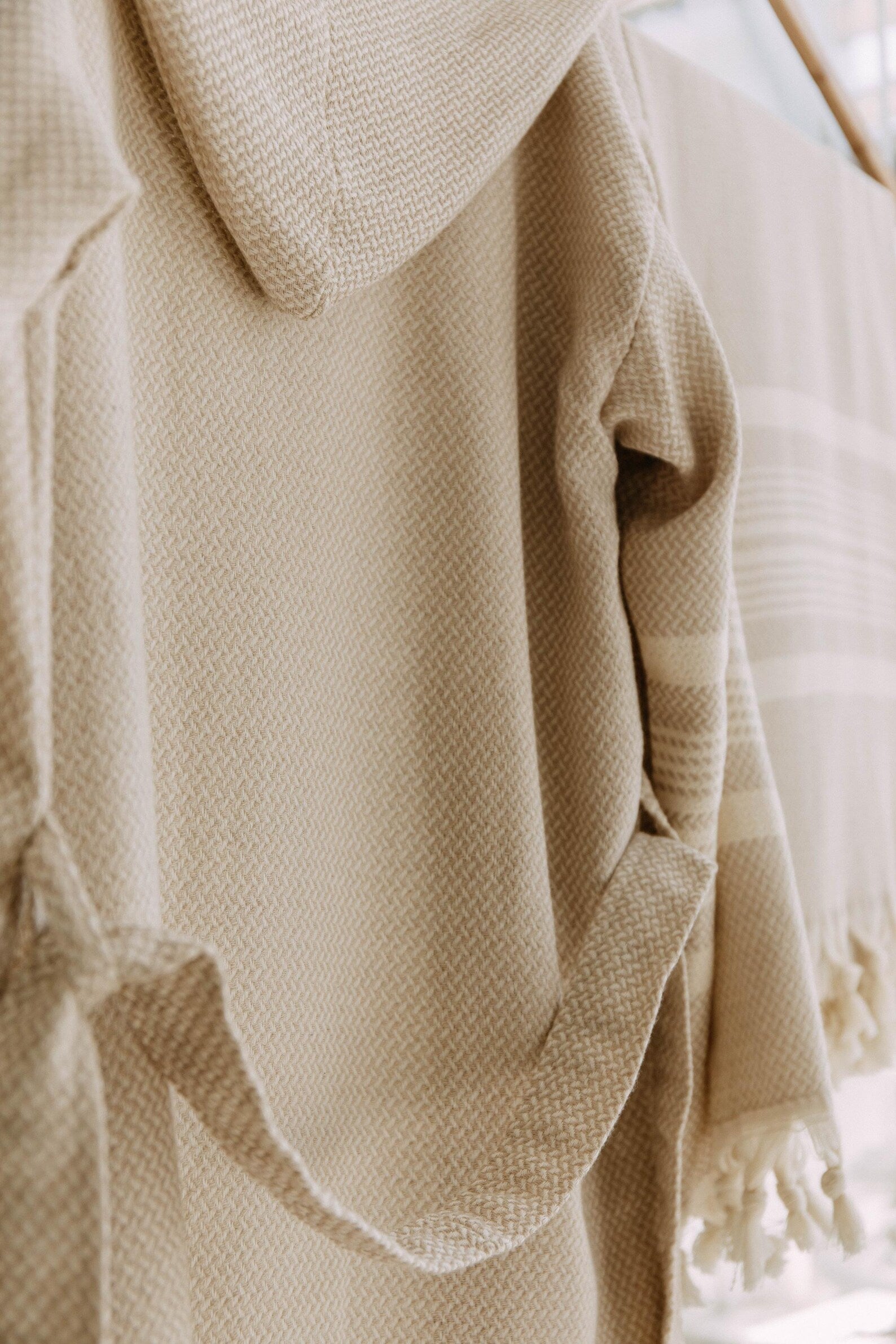 Women's Cotton Hooded Bathrobe and Peshtemal Towel Spa Set